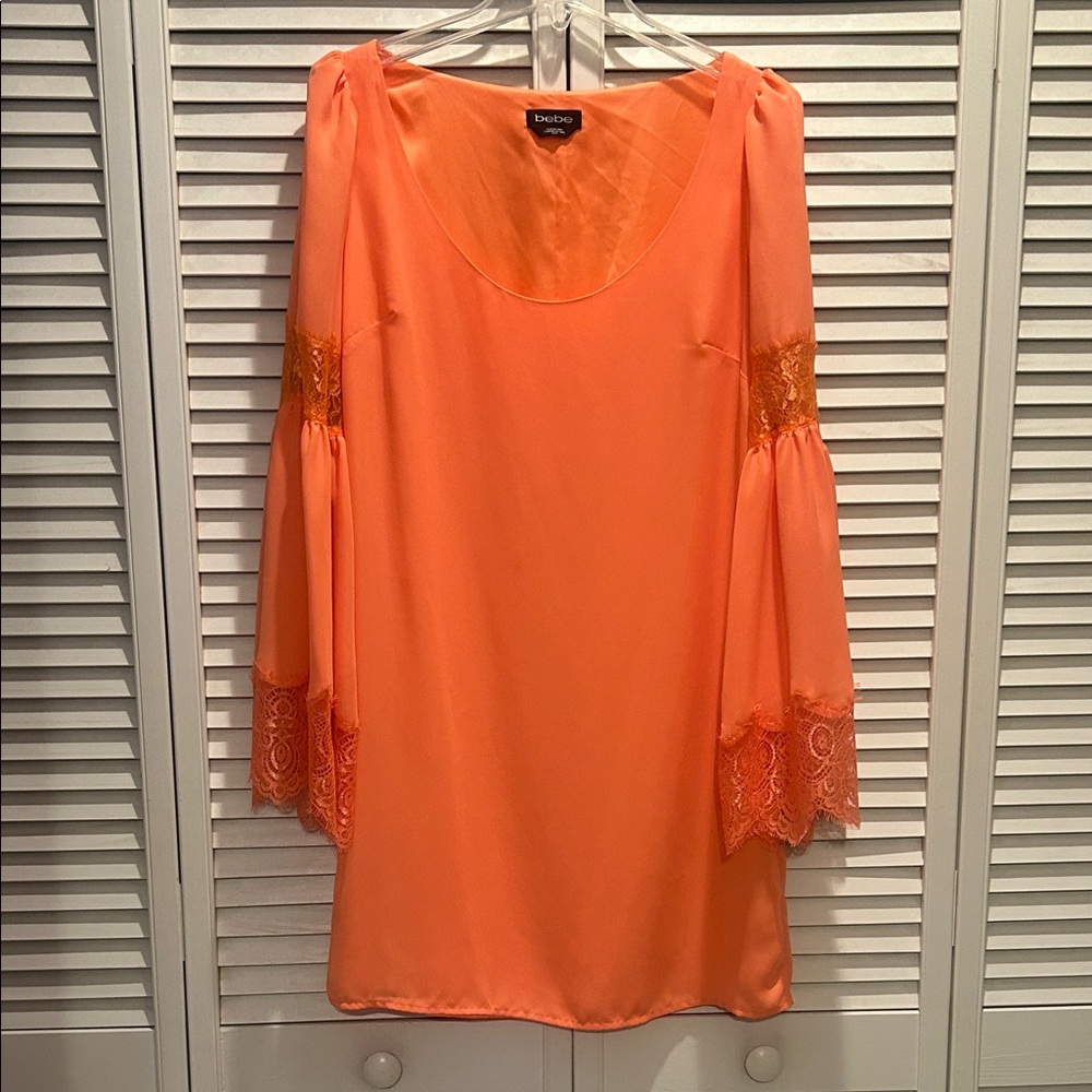Bebe Orange Bell Sleeve Dress